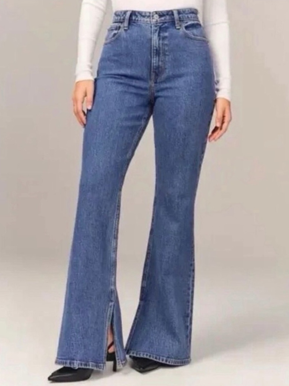 Abercrombie & Fitch Vintage Flare High-Rise Jeans with Front Slit Curve Love